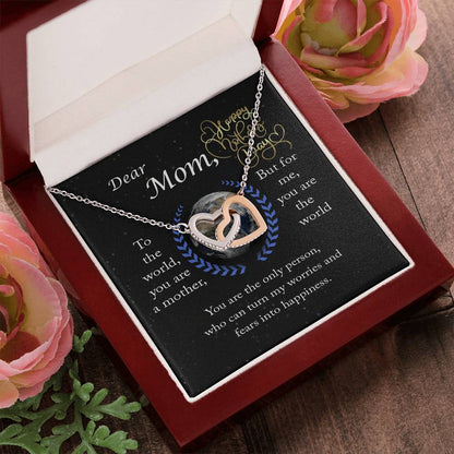Dear Mom You Are The World Two Hearts Necklace Interlocking Hearts Necklace