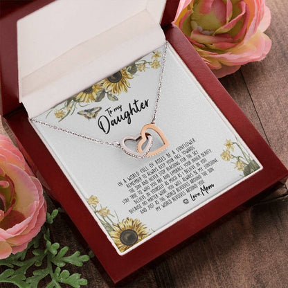 To My Daughter - Be A Sunflower Necklace With Message Card Interlocking Hearts Necklace