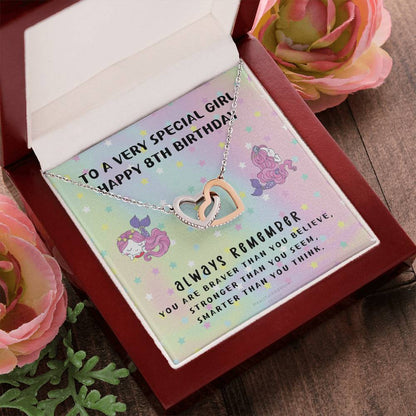 8Th Birthday Gift 8Th Birthday Necklace Gift Happy 8Th Birthday Gift Gift For 8 Year Birthday Girl Interlocking Hearts Necklace