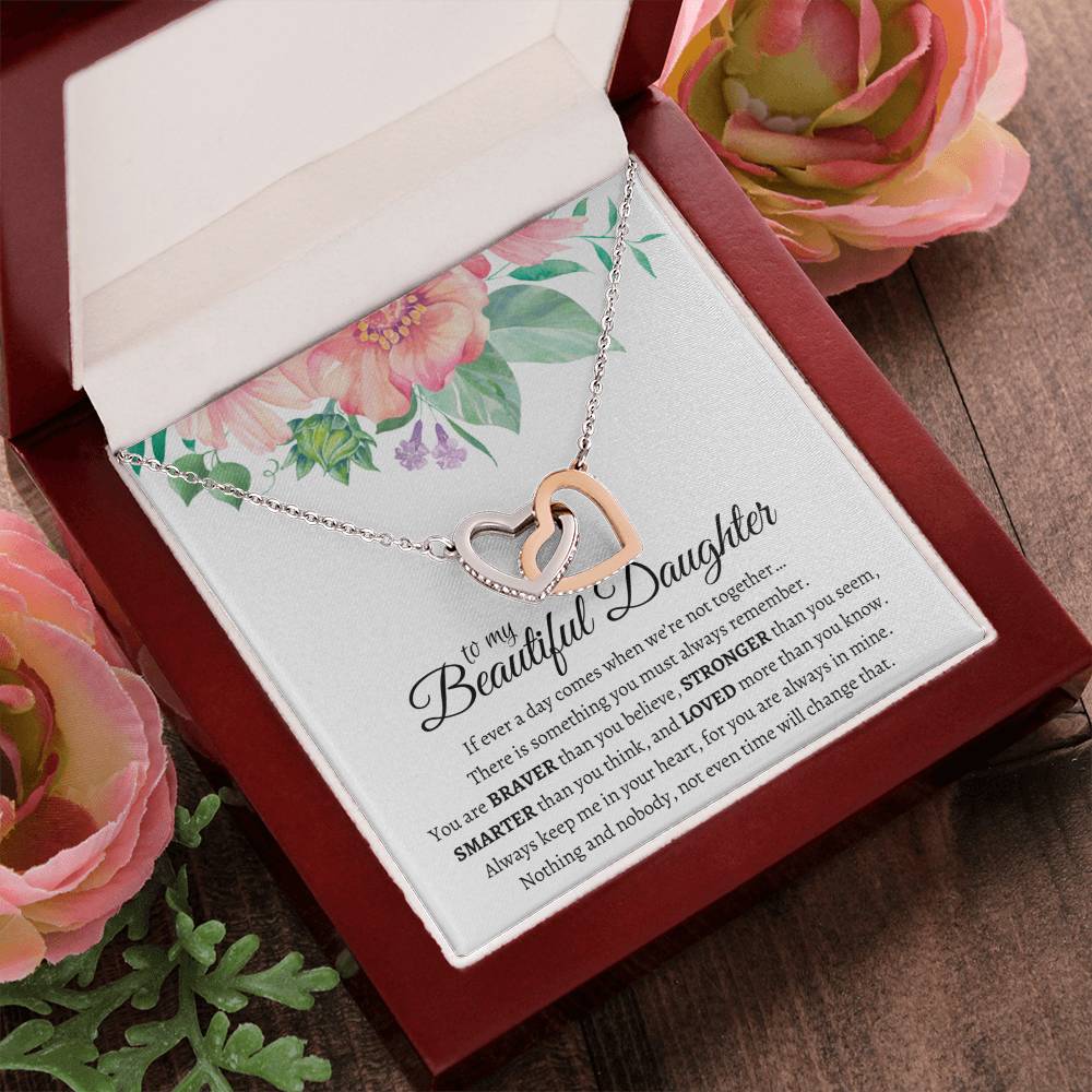 To My Beautiful Daughter - Luxurious Infinity Cube - So88 Interlocking Hearts Necklace