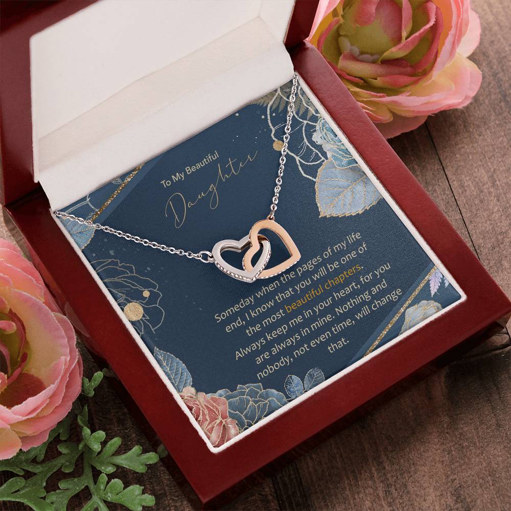 To Daughter - Most Beautiful Chapters In My Life Interlocking Hearts Interlocking Hearts Necklace