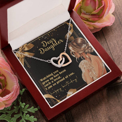 Happy Birthday My Dear Daughter Linked Hearts Necklace Interlocking Hearts Necklace