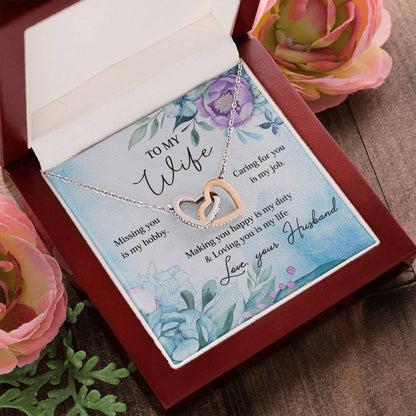 Making You Happy Is My Duty - Great Gift For Wife Interlocking Hearts Necklace