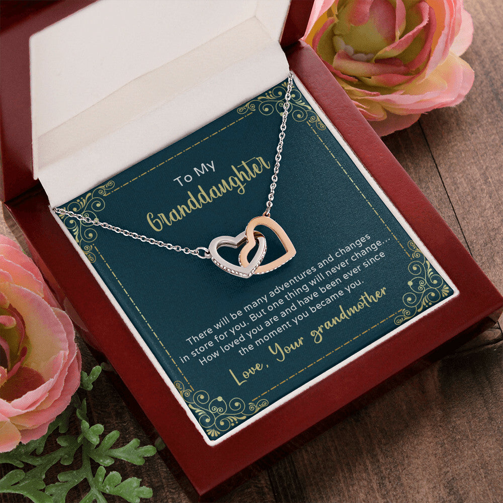 The Many Adventures In Store For You - To My Granddaughter Interlocking Hearts Necklace