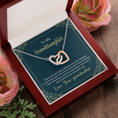 The Many Adventures In Store For You - To My Granddaughter Interlocking Hearts Necklace