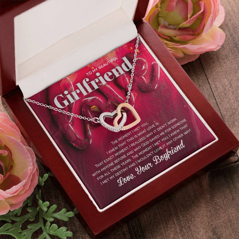 Two Hearts Necklace For Girlfriend - God Saved Me For You Interlocking Hearts Necklace