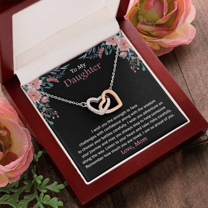 To My Daughter - Remember How Much You Are Loved - Necklace Interlocking Hearts Necklace