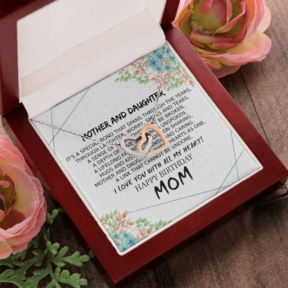 Mom Birthday Card Poem Mother And Daughter Love Interlocking Hearts Necklace