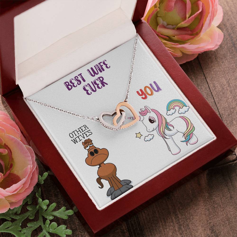 Necklace Gift For Wife Best Wife Ever Jewelry Mother'S Day Gift For Wife Birthday Present Annivesary Gift Interlocking Hearts Necklace