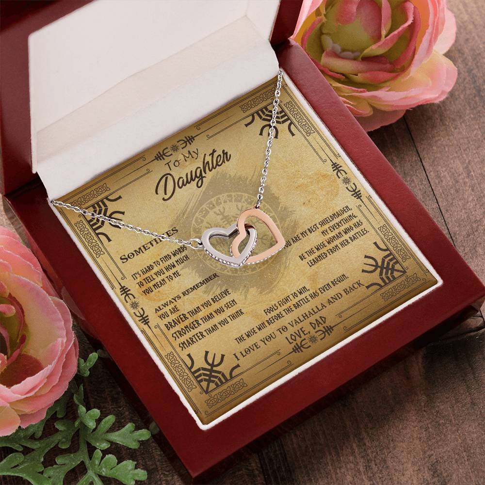 To My Daughter - Braver Than You Believe Interlocking Hearts Necklace