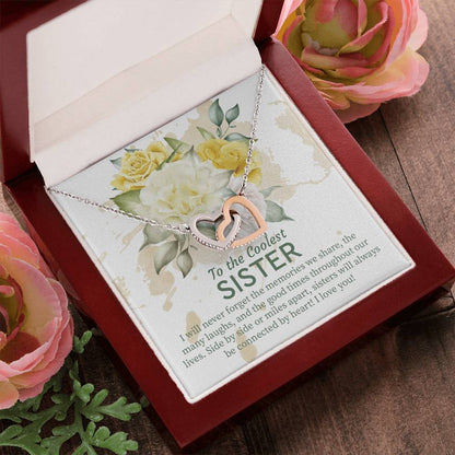 Sister Gift Idea Hearts Necklace For Sister Birthday Gift From Sister Sisters Jewelry Gift With Message Card Interlocking Hearts Necklace