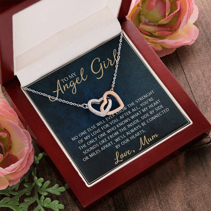 To My Daughter - Unique Heart Bonding Necklace Gift Set Interlocking Hearts Necklace