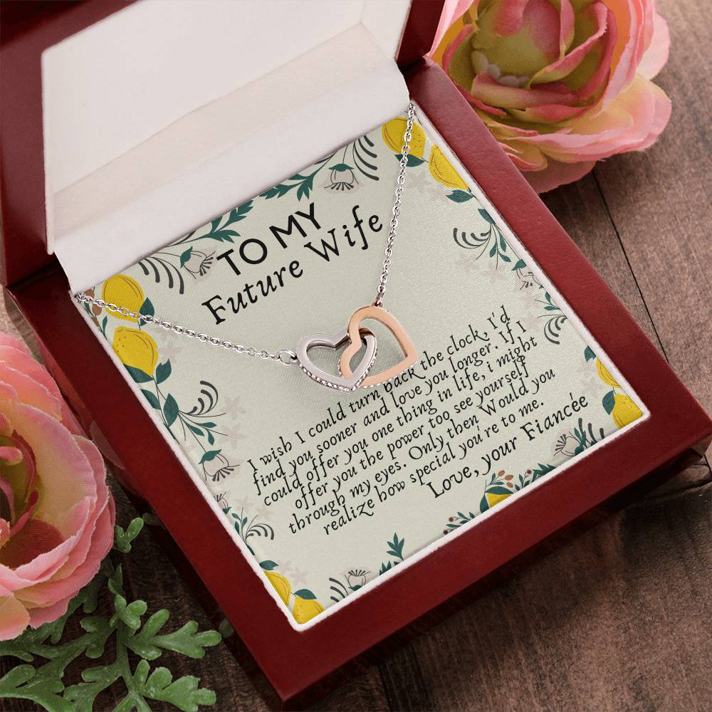 Future Wife Heart Necklace For Fiancé On Engagement Fiancée Birthday Gift Fiancée Gift For Her Engagement Gift To My Future Wife Gift Interlocking Hearts Necklace