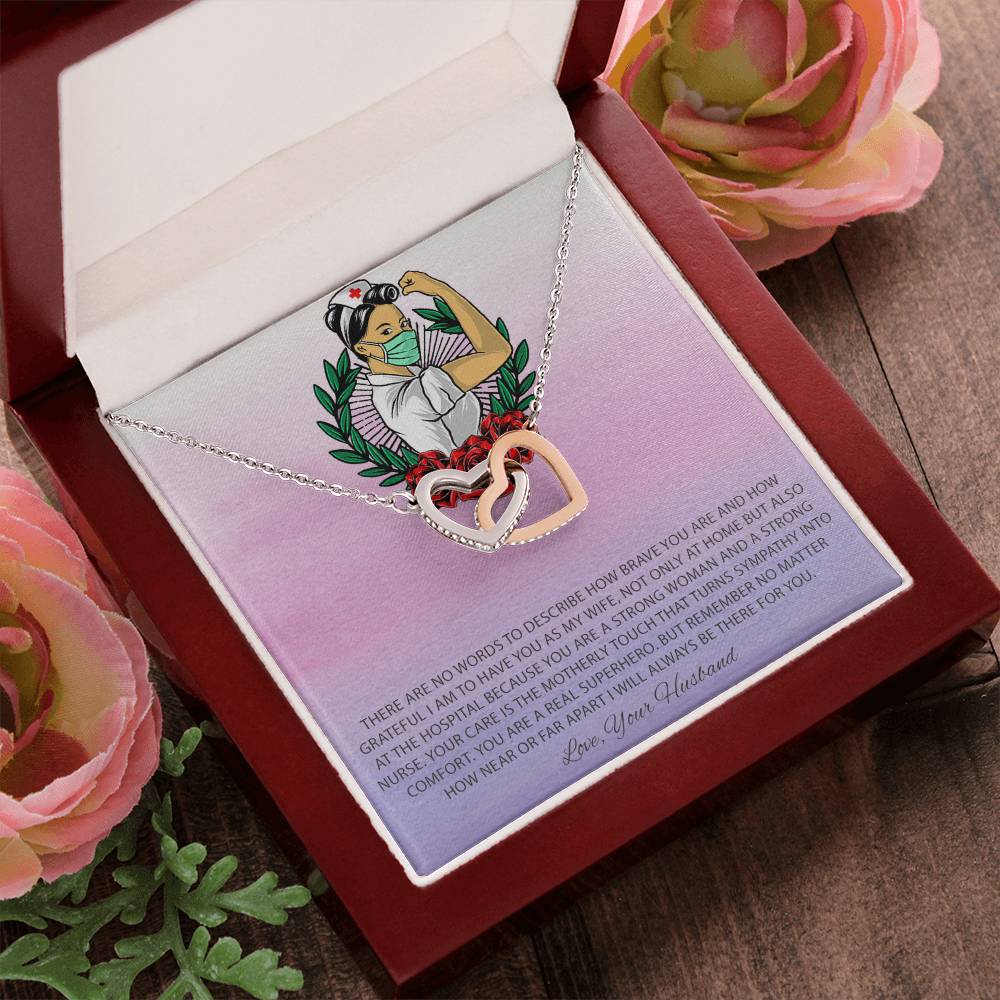 To My Beautiful Nurse Interlocking Hearts Necklace