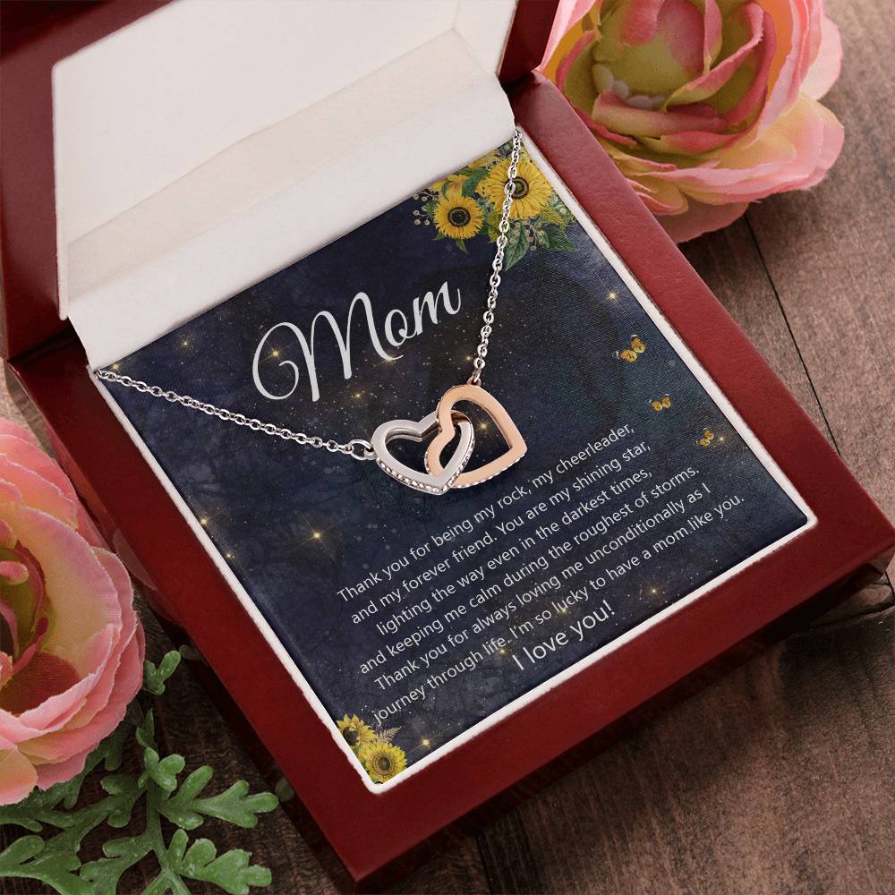 Thank You Mom Interlocking Hearts Necklace