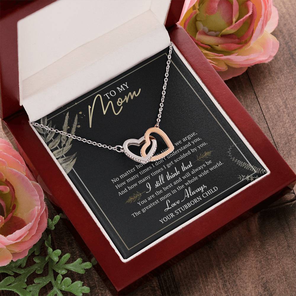 To My Mom Interlocking Hearts Necklace Message Card