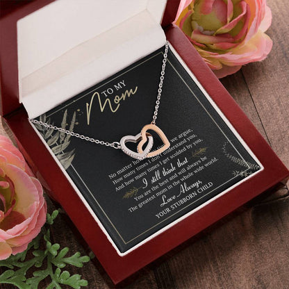 To My Mom Interlocking Hearts Necklace Message Card