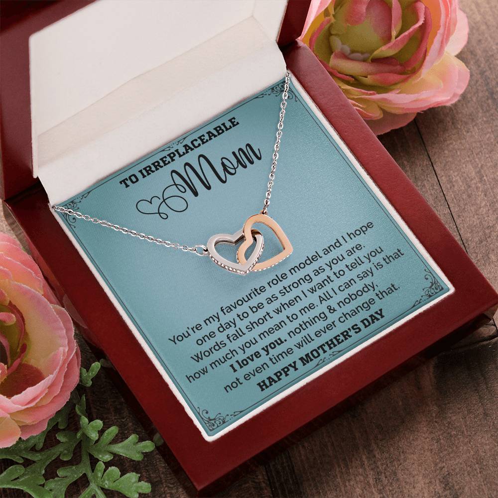 Mom Is My Favourite Role Modle - Interlocked Together Necklace - Mothers Day Interlocking Hearts Necklace