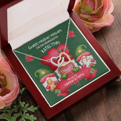 Grandparent To Granddaughter - Sweet Holiday Wishes Fully Customizable Christmas Gift - Personalized Interlocking Hearts Necklace