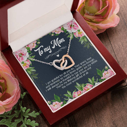 To My Mom I Am Grateful For All You Do Interlocking Hearts Necklace
