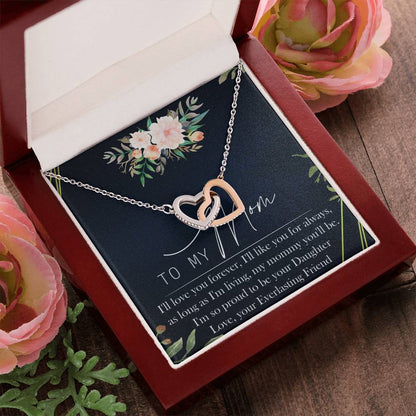 To My Mom Interlocking Hearts Necklace Message Card