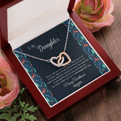 To My Daughter - I Will Always Love You Necklace Interlocking Hearts Necklace