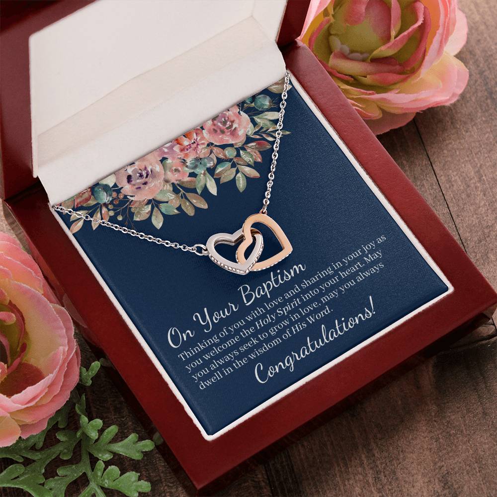On Your Baptism Congratulations Interlocked Hearts Necklace Interlocking Hearts Necklace