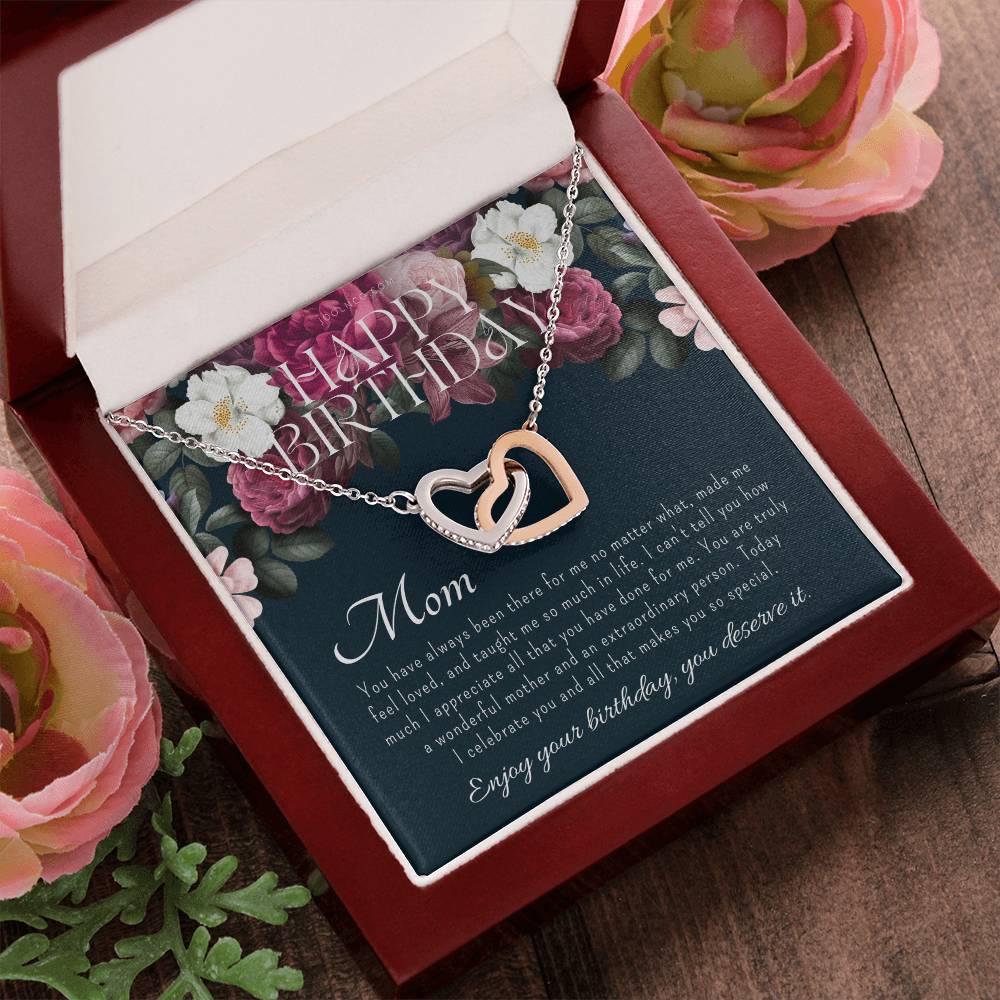 Mother'S Birthday Gift Necklace For Mom'S Birthday Elegant Gift For Mom From Daughter & Son Best Mom Gift Message Card Elegant Gift Interlocking Hearts Necklace