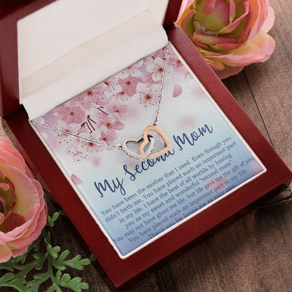 To My Second Mom Gifts Interlocking Hearts Necklace -