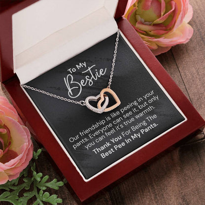To My Bestie - Our Friendship Is Like Peeing - Interlocked Hearts Necklace Interlocking Hearts Necklace
