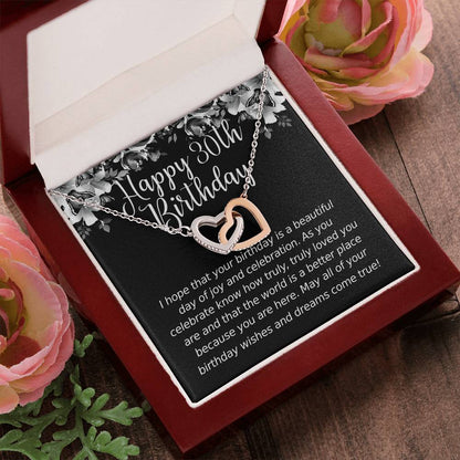 Happy Birthday 30 Year Old 1 Interlocking Hearts Necklace