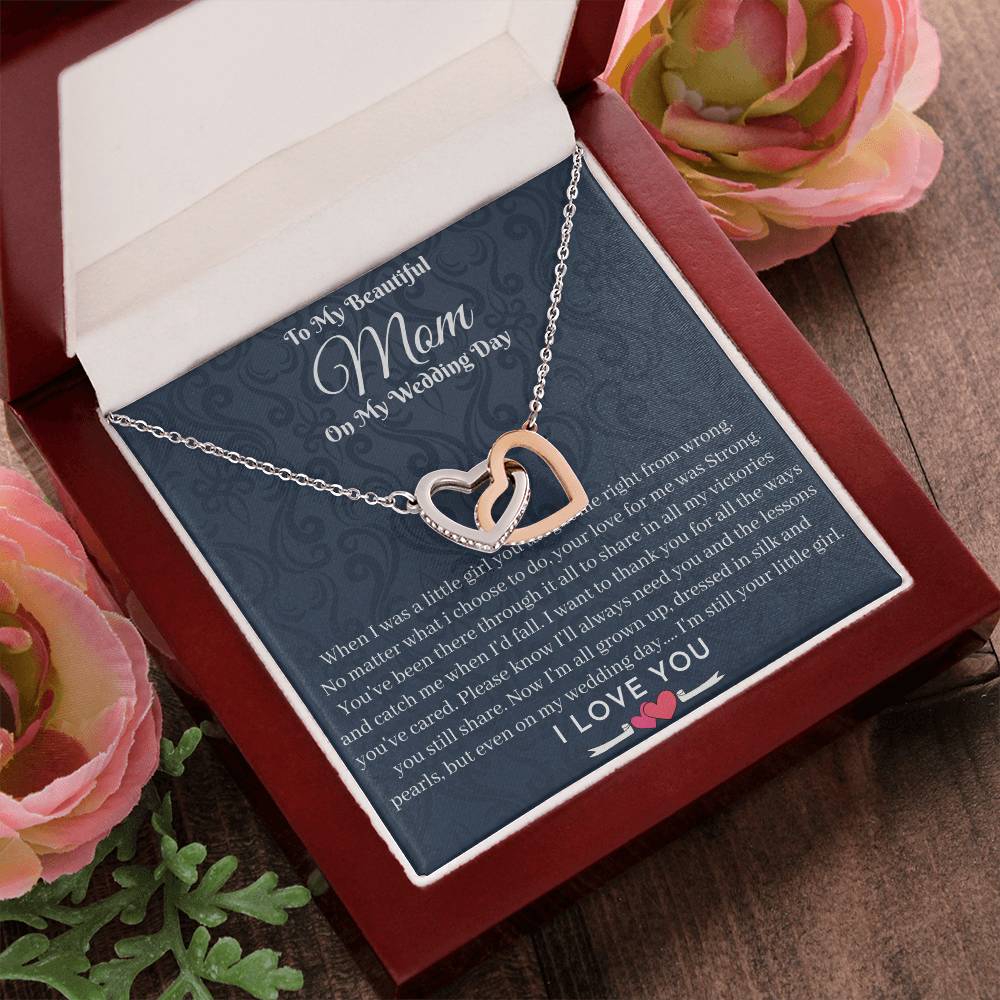 Mother Of The Bride Gift From Daughter Jewelry Necklace As Wedding Gift Bridal Party To My Lovely Mom On Me Wedding Day Gifts Interlocking Hearts Necklace
