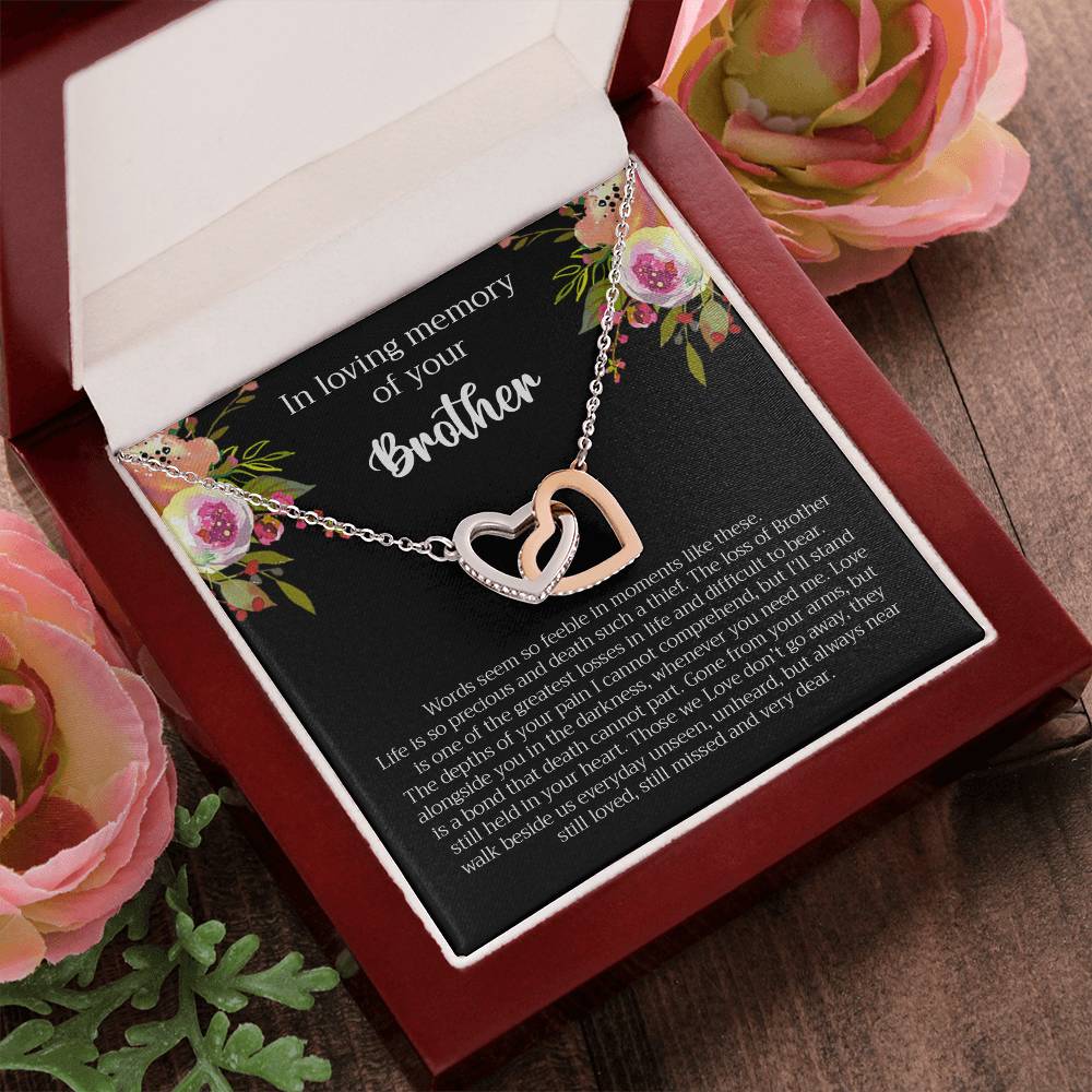 Loving Memory Brother Interlocking Hearts Necklace