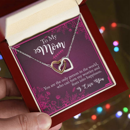 To My Mom You The Only Person In The World Interlocking Hearts Necklace