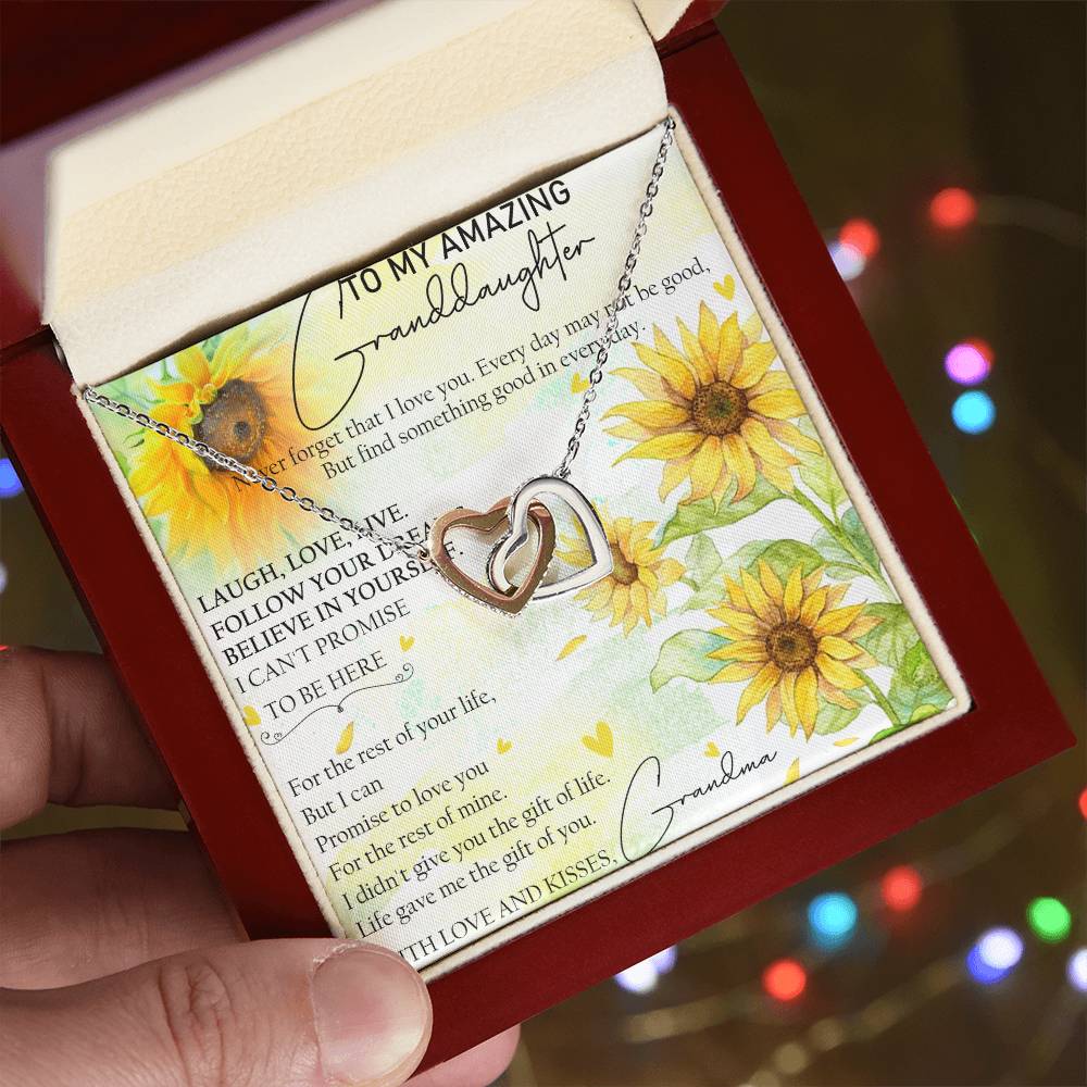 To My Amazing Granddaughter Interlocking Hearts Necklace Message Card