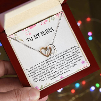 To My Mama - Christmas Gift Interlocking Hearts Necklace