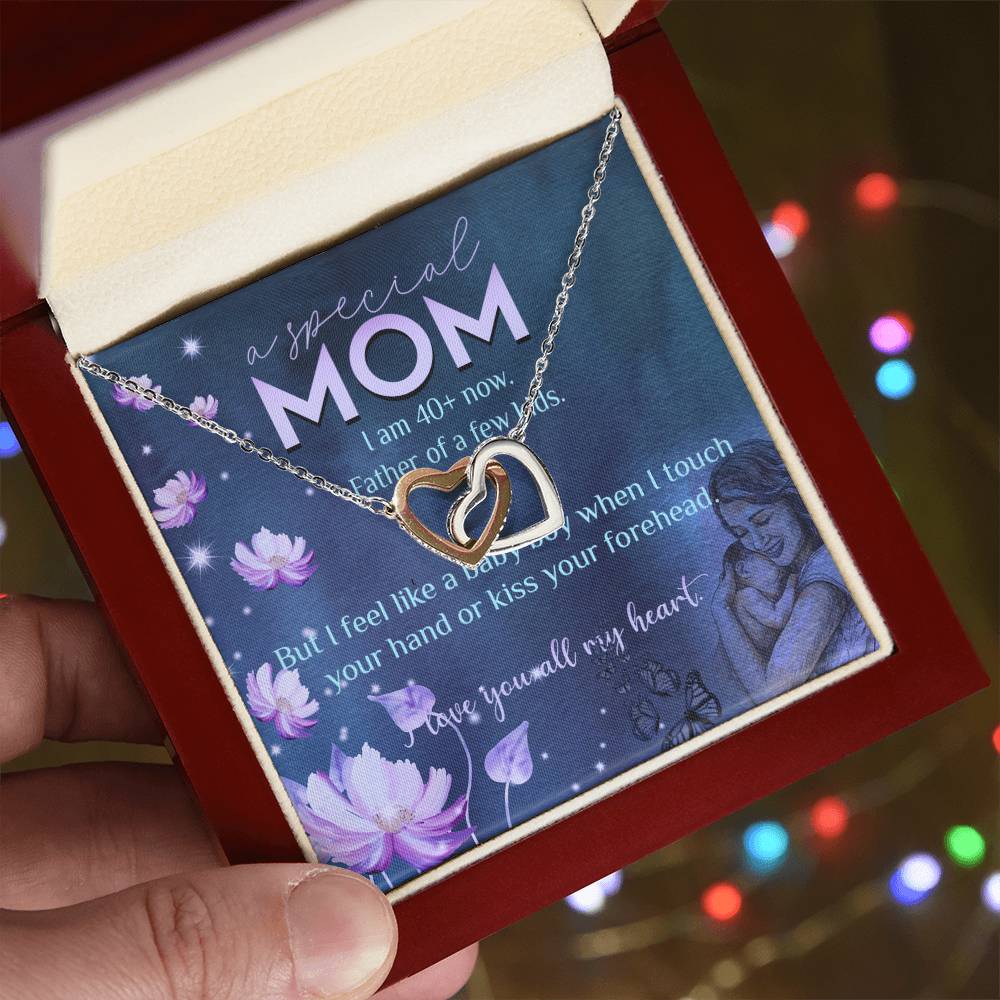Feel Like Baby Boy Gift For Mom Interlocking Hearts Necklace