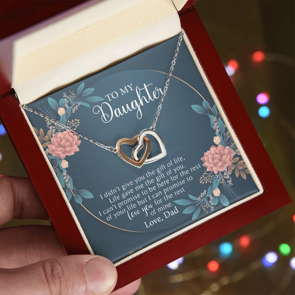 To My Daughter - I Love You For The Rest Of Mine - Necklace Interlocking Hearts Necklace