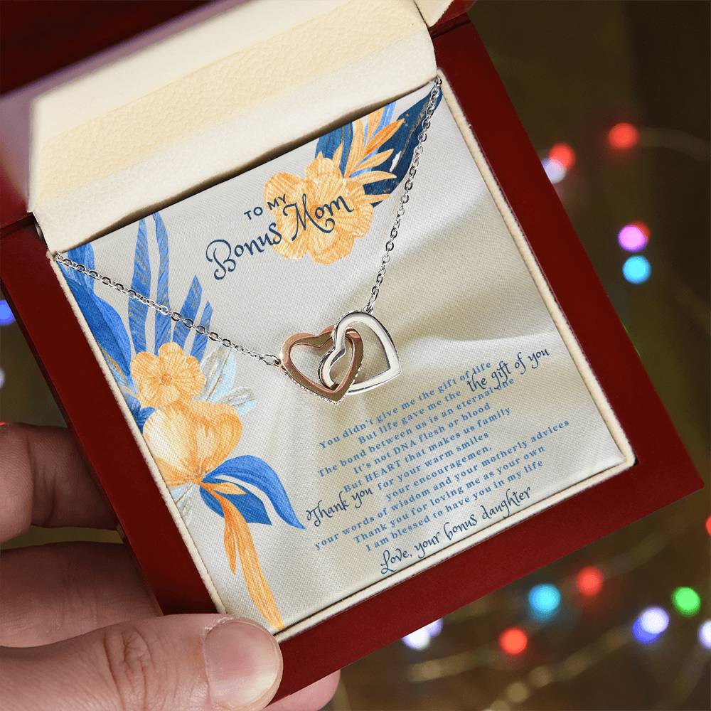 To Bonus Mom Interlock Heart Necklace Interlocking Hearts Necklace