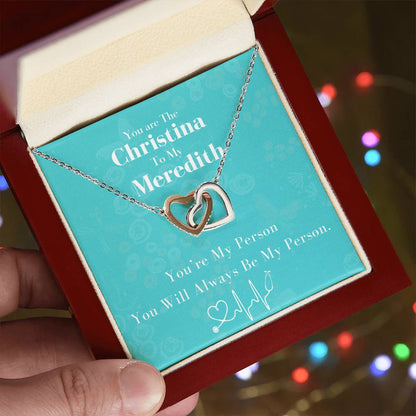 You Are The Cristina To My Meredith Joined Hearts Necklace Interlocking Hearts Necklace