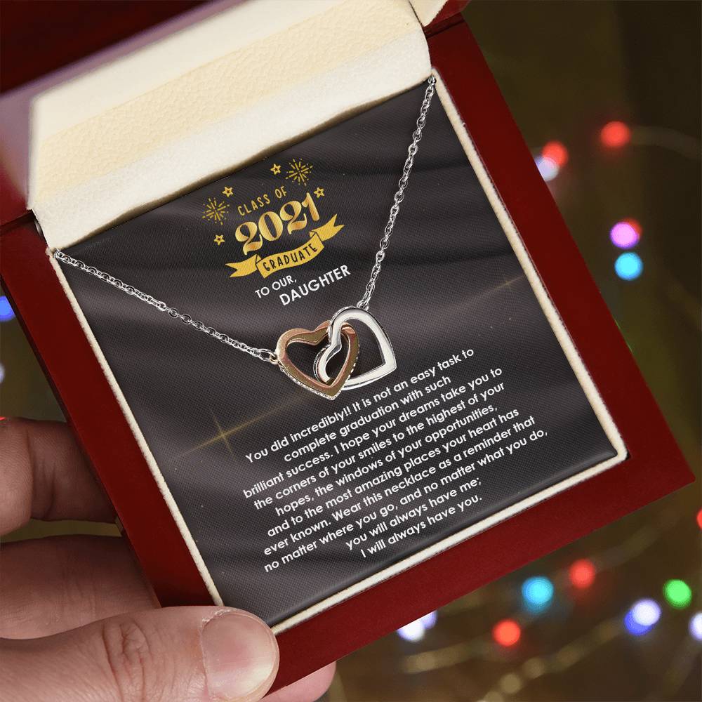 Interlocked Never-Ending Love Necklace For Incredible Graduate Daughter Interlocking Hearts Necklace