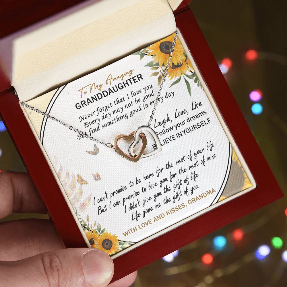 To My Amazing Granddaughter Interlocking Hearts Necklace Message Card