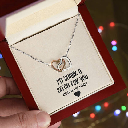 I'D Shank A Bitch For You Soul Sister Interlocking Heart Necklace Best Friend Gift Bff Gift Interlocking Hearts Necklace