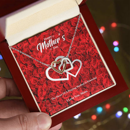 Heart Of A Praying Mother Interlocking Hearts Necklace