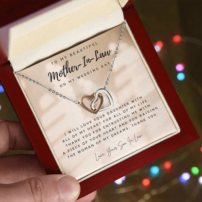 Mother Of The Bride Gift From Groom Mother In Law Gift On Wedding Day From Groom Gifts For Mother Of The Bride Future Mother-In-Law Interlocking Hearts Necklace