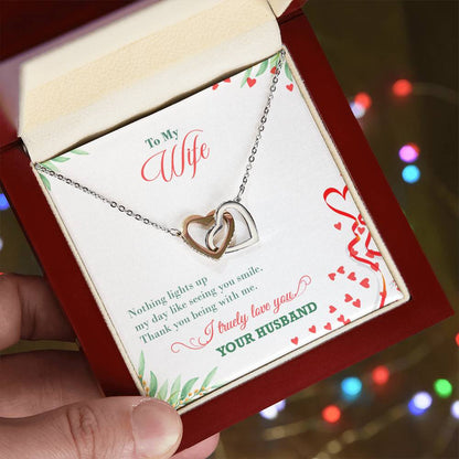 Love To My Wife - Interlocking Hearts Necklace With On Demand Message Card