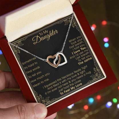 A Gift For Daughter Interlocking Hearts Necklace - Feel My Love