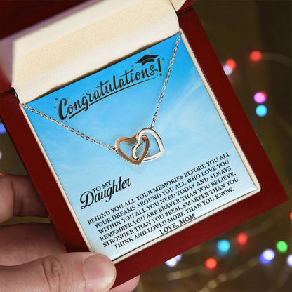 To My Daughter - You Are Loved More Than You Know - Necklace Interlocking Hearts Necklace