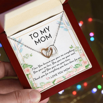 To My Mom - I Love You - Interlocking Hearts Necklace