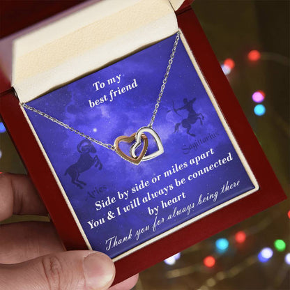 Aries To Sagittarius Best Friend Interlocked Hearts Necklace Interlocking Hearts Necklace